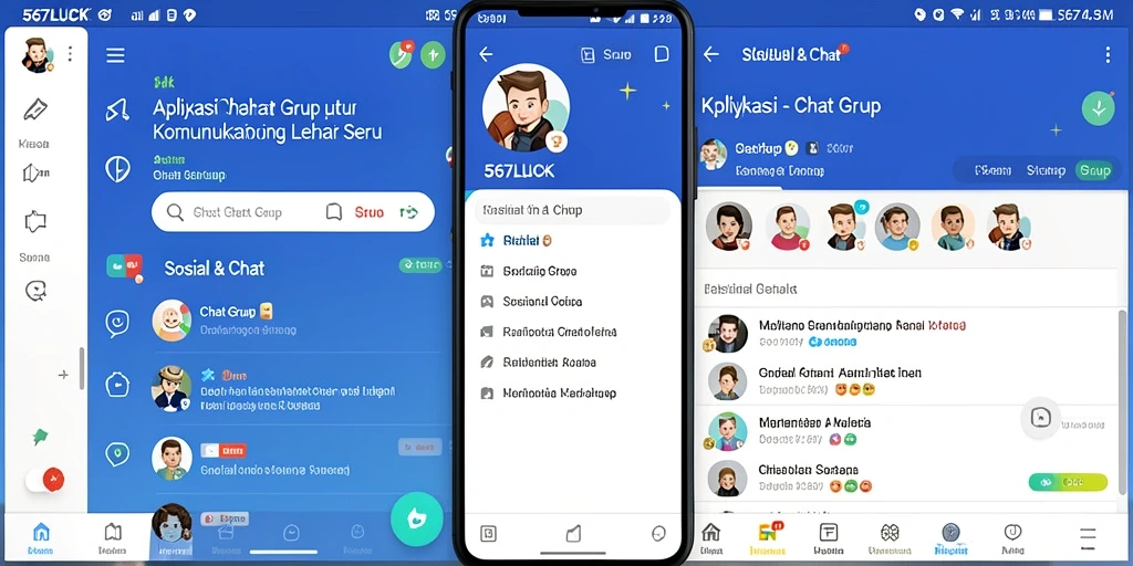 Antarmuka aplikasi 567LUCK menampilkan fungsi Chat Grup dengan jelas.