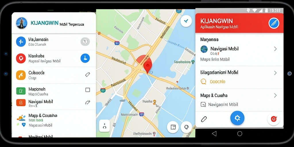 Antarmuka aplikasi KIJANGWIN yang intuitif untuk navigasi mobil.