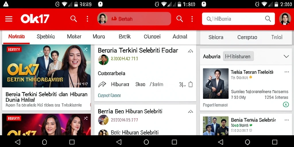 Tampilan antarmuka OLX17 dengan berita hiburan terkini.