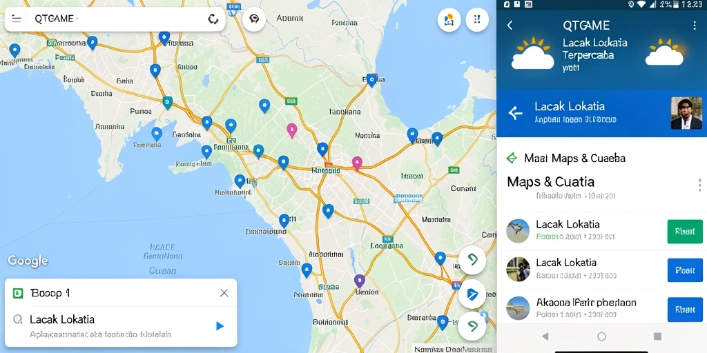 Tampilan antarmuka QTGAME dengan fitur pelacakan lokasi.