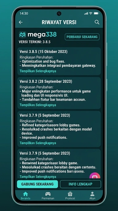 Riwayat Versi mega338 untuk Pengguna Android